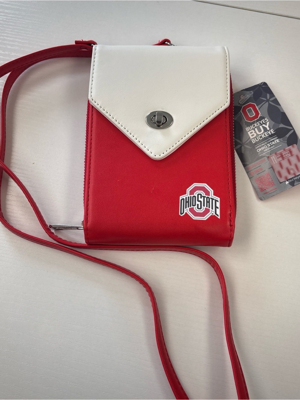 The Ohio State Red & White Crossbody Purse Phone Case NWT Authentic Apparel